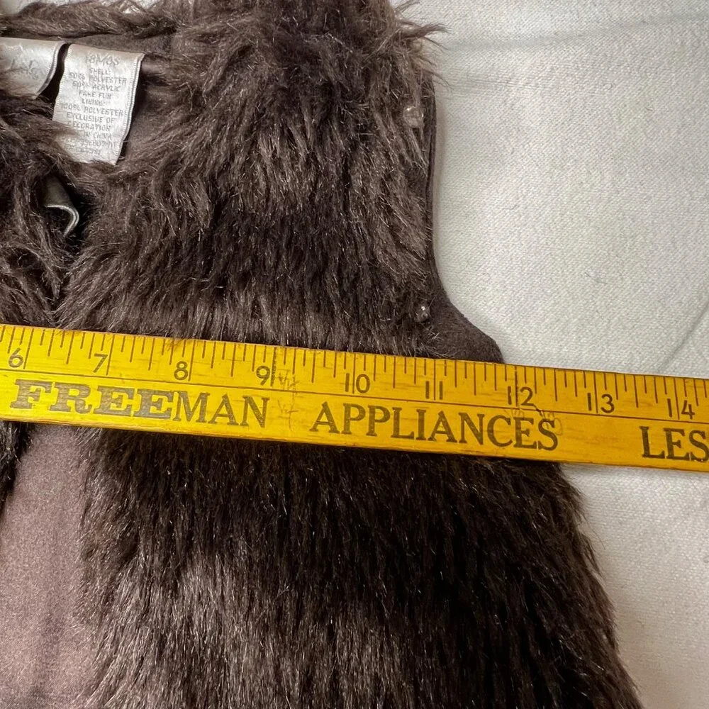 Kids Fake Fur Brown Vest 18 Months Tie Sequins